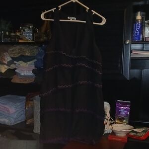 Lucca Couture Black Midi Dress with Purple Accents